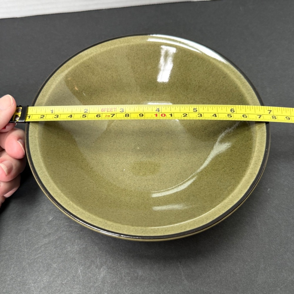 Fashion Manor Saracen Stoneware Bowl Olive Green Speckled Japan Vintage 7 Inch - Picture 3 of 3